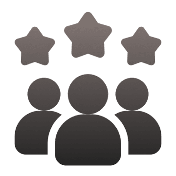 Three people icons with three stars above.